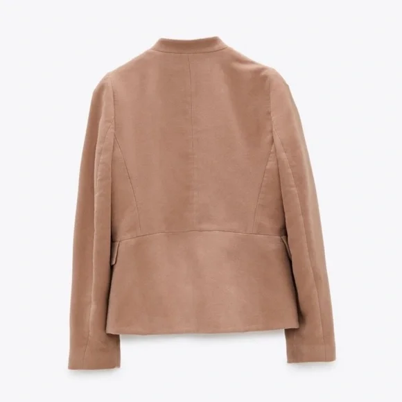 Zara Tailored Mandarin Collar Blazer Beige- Pink NWT - Picture 5 of 6